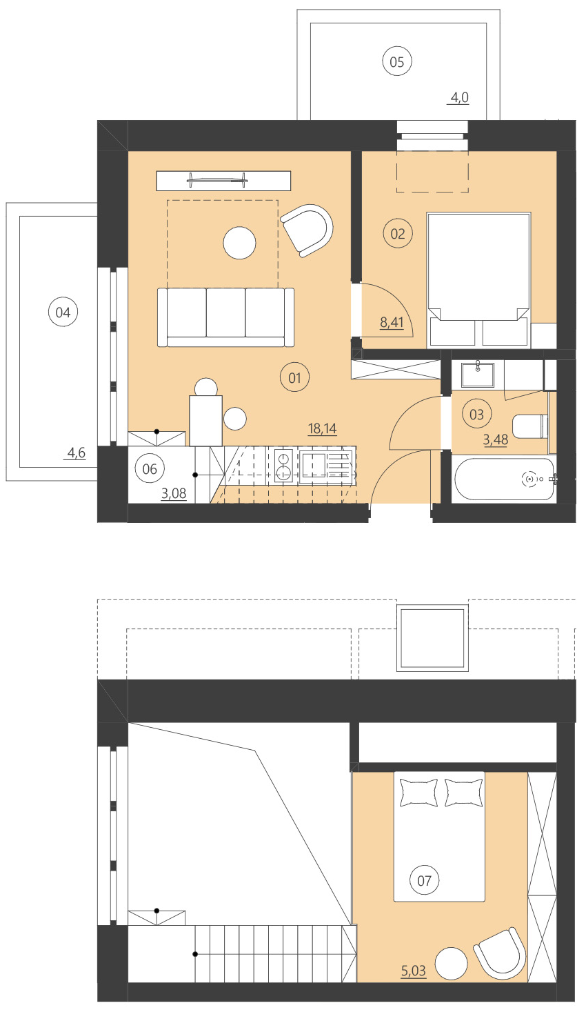 Rzut apartamentu 210B