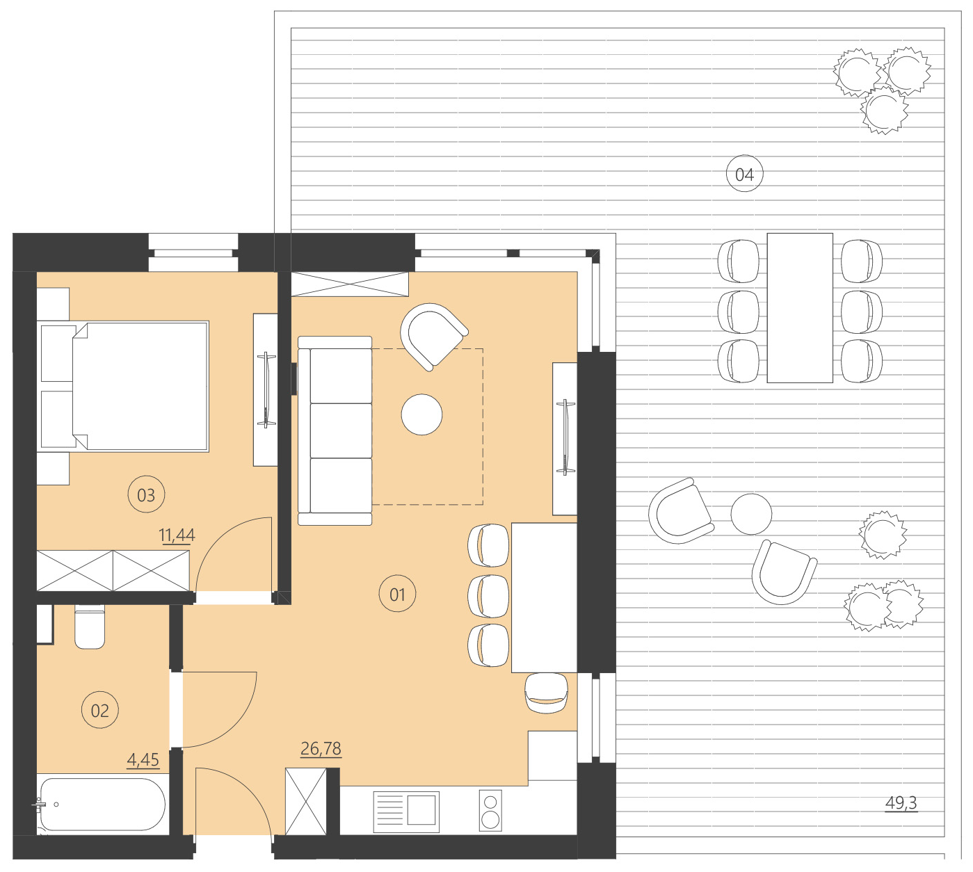 Rzut apartamentu 001C