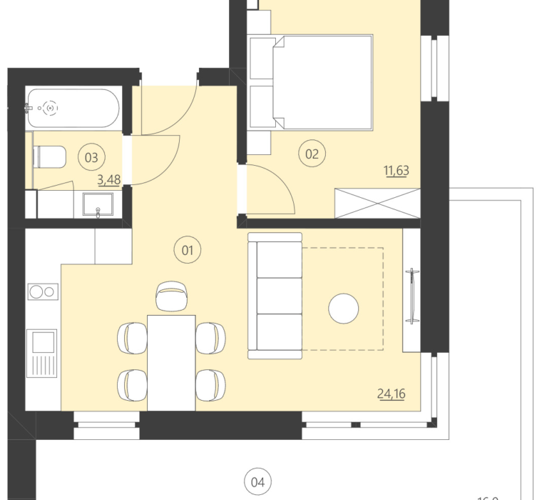 Rzut apartamentu 103C