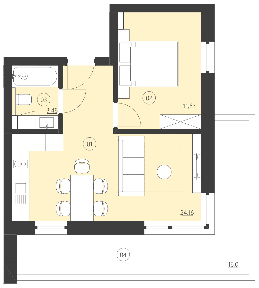 Rzut apartamentu 103C