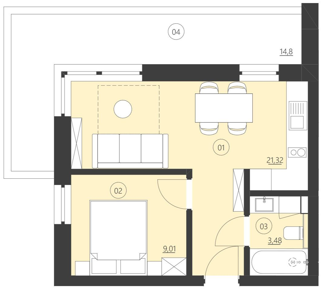 Rzut apartamentu 109C