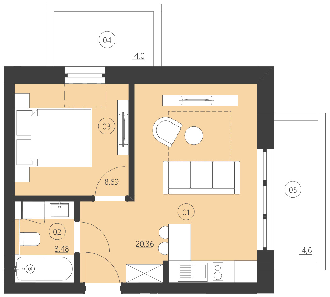 Rzut apartamentu 202C