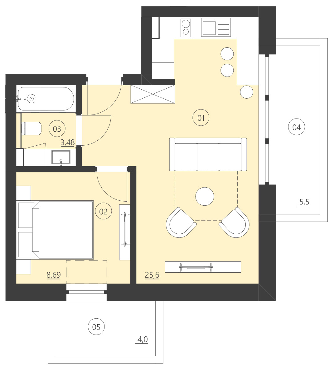 Rzut apartamentu 203C