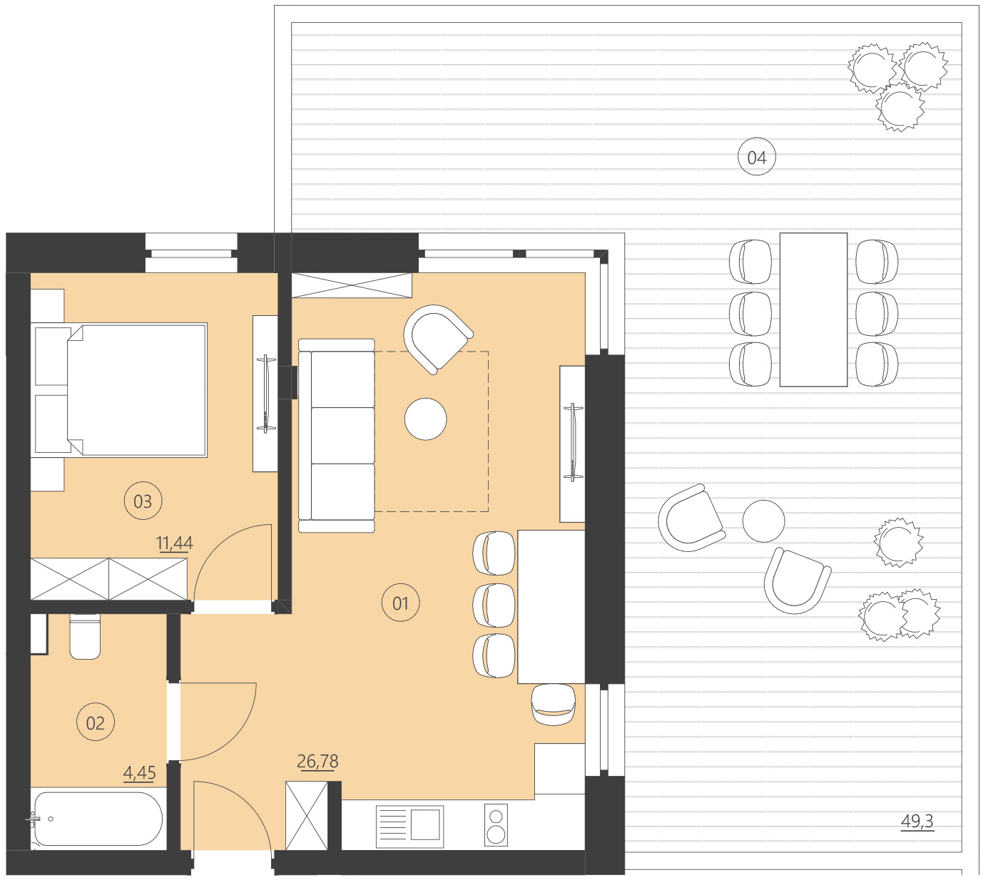 Rzut apartamentu 001D