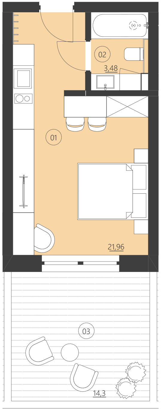 Rzut apartamentu 003D