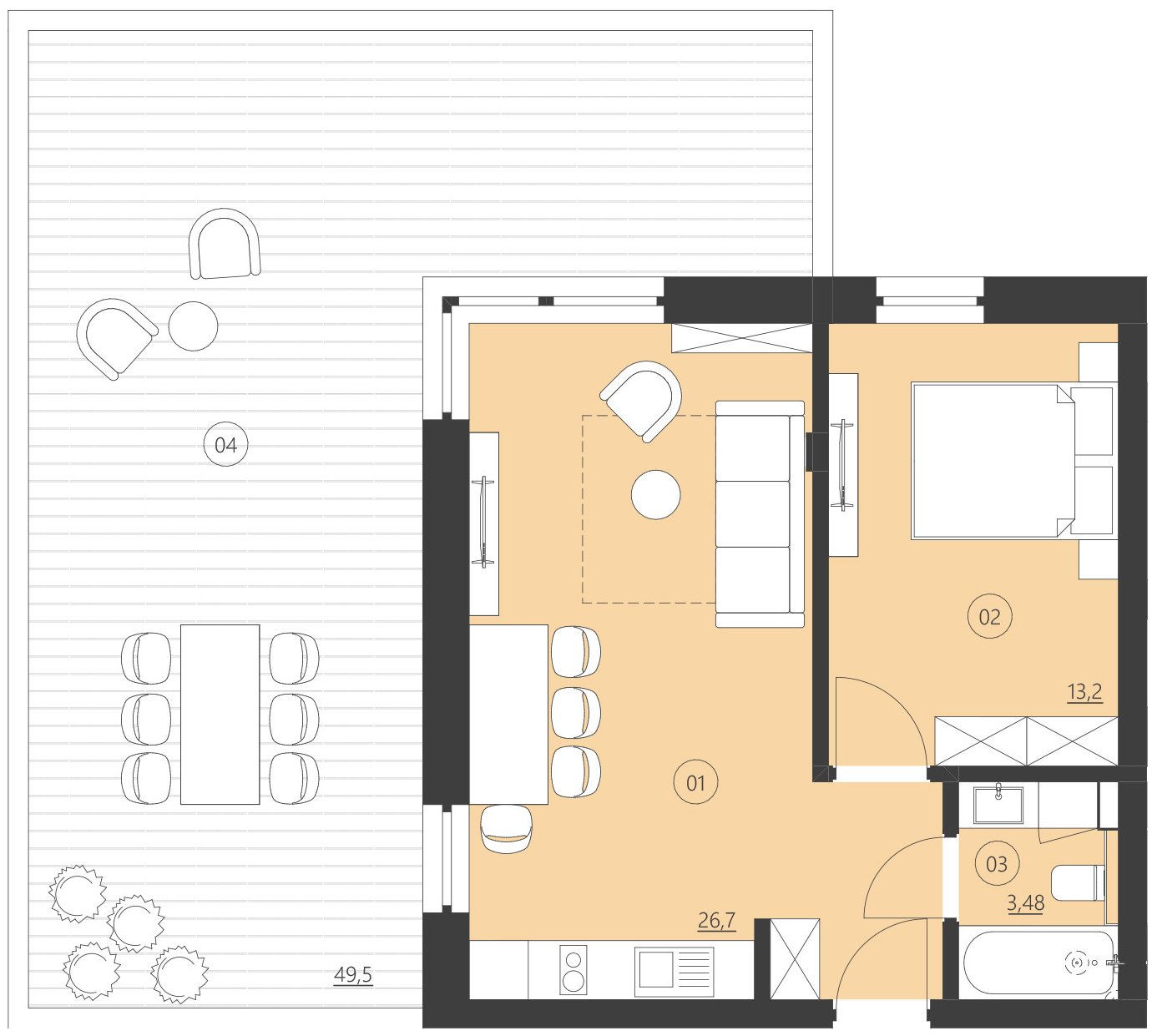 Rzut apartamentu 007D