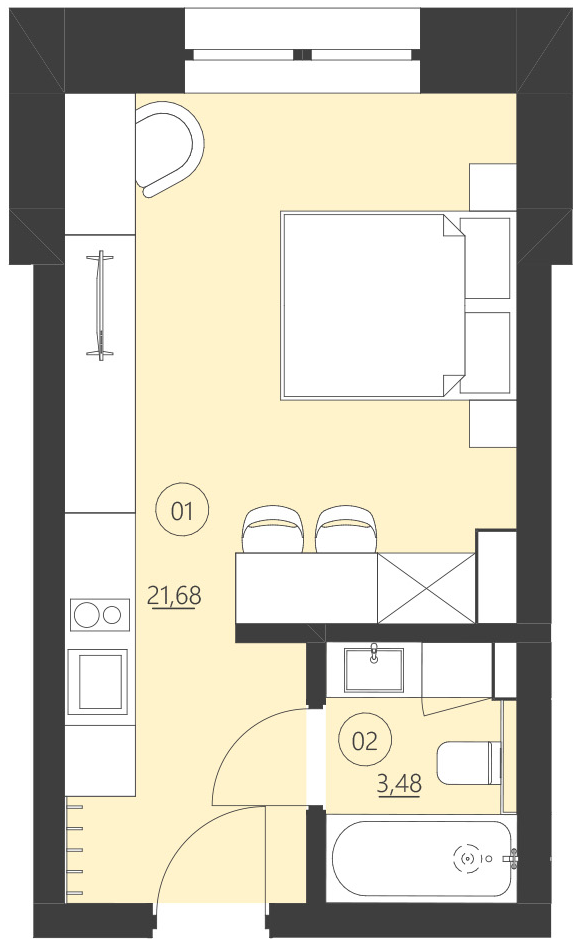 Rzut apartamentu 101D