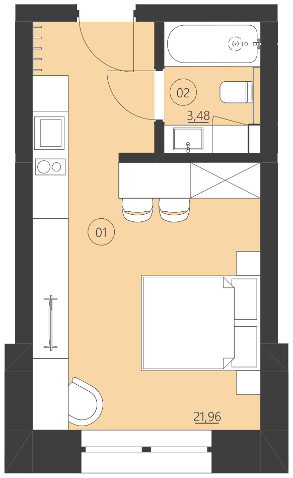 Rzut apartamentu 104D