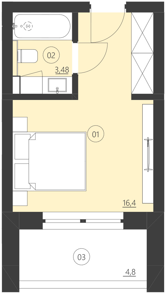Rzut apartamentu 105D