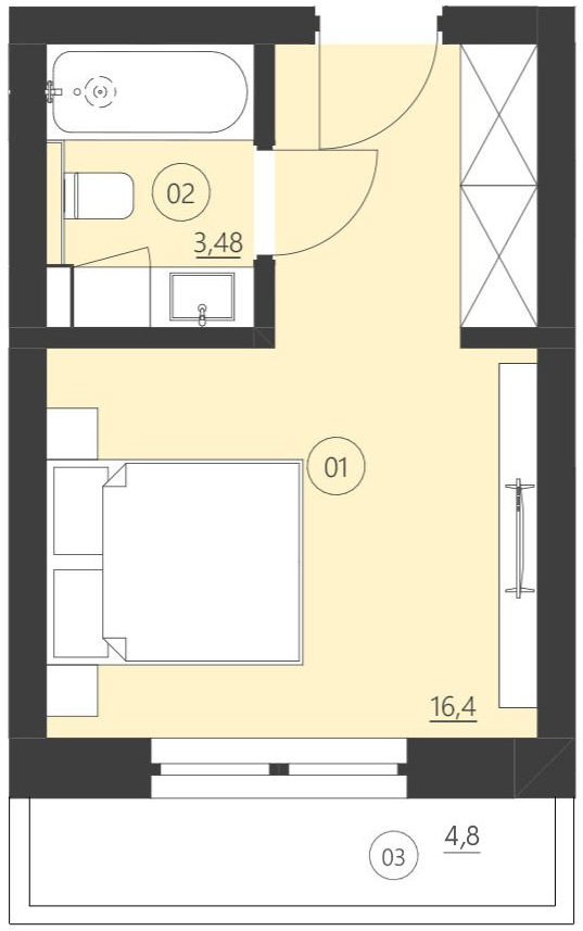 Rzut apartamentu 107D