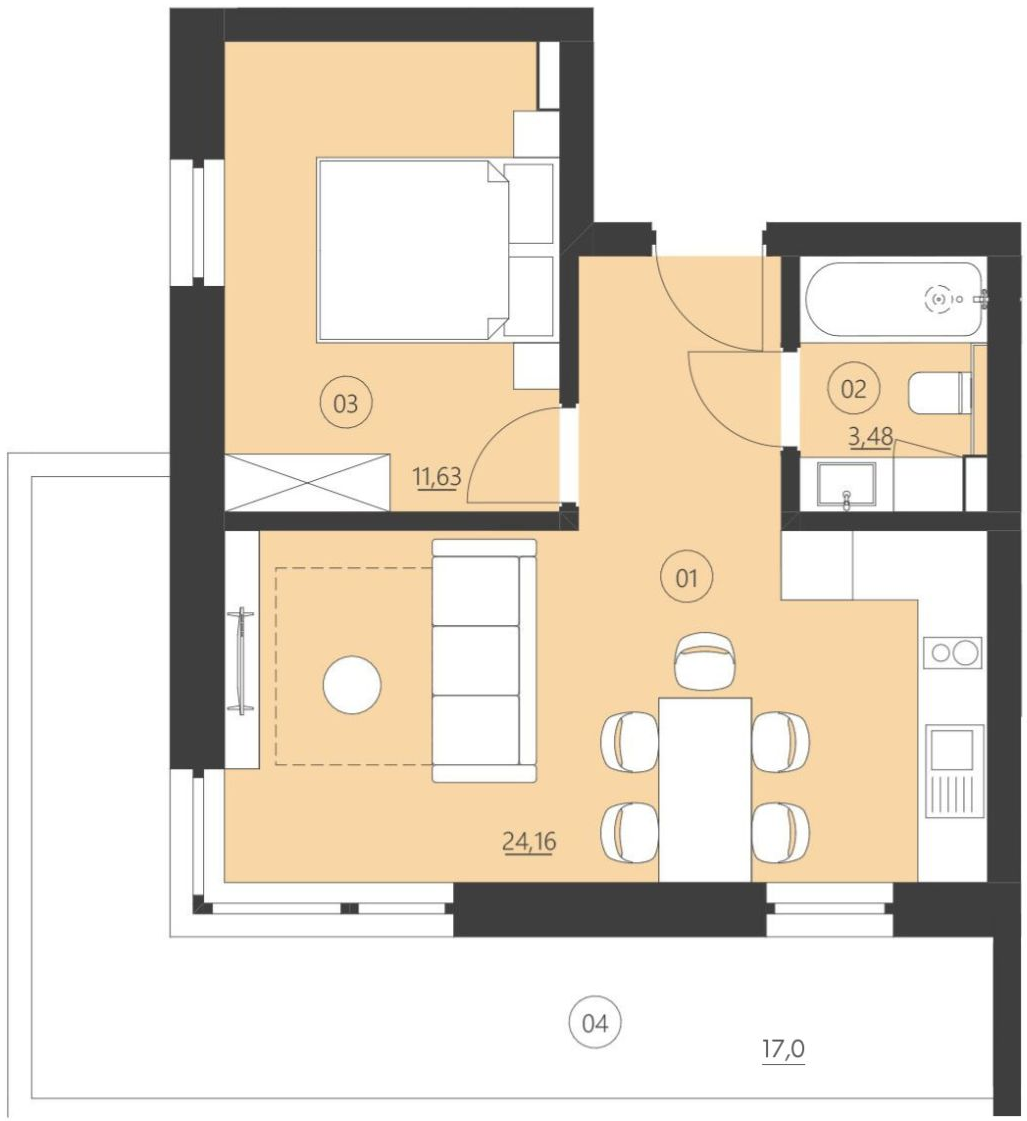 Rzut apartamentu 108D