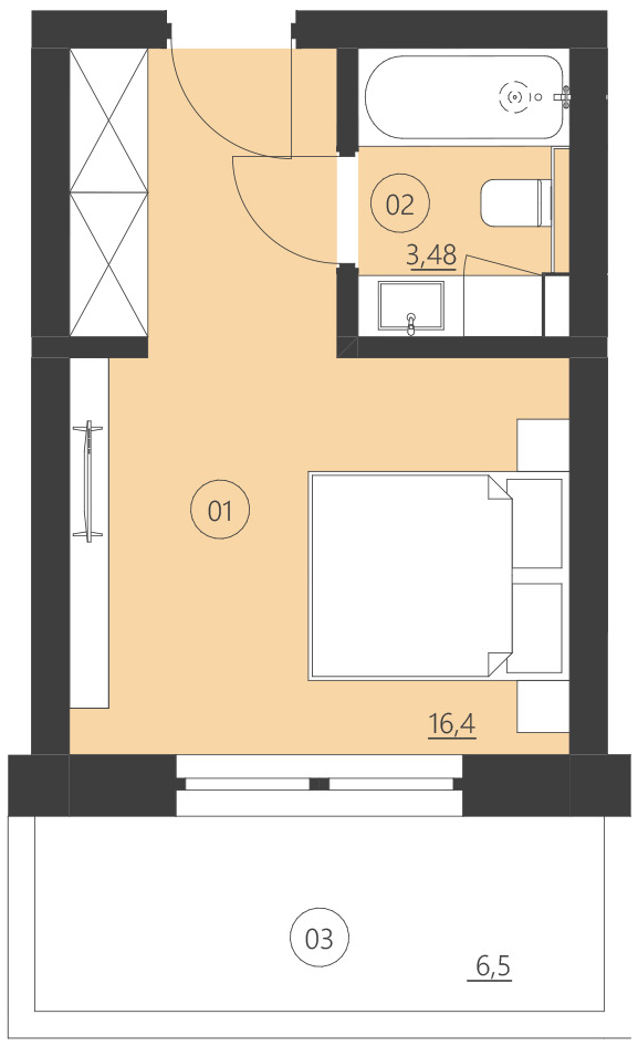 Rzut apartamentu 204D