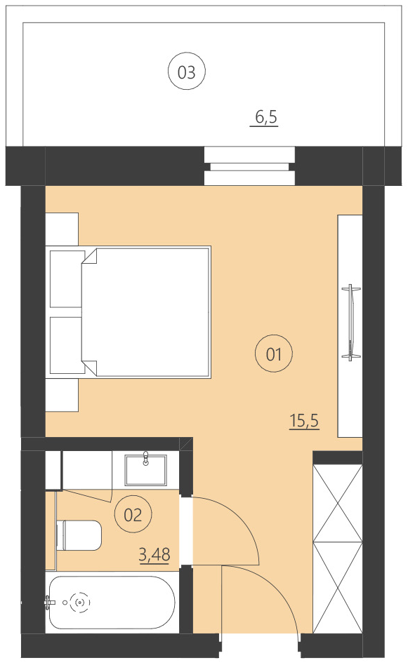 Rzut apartamentu 210D