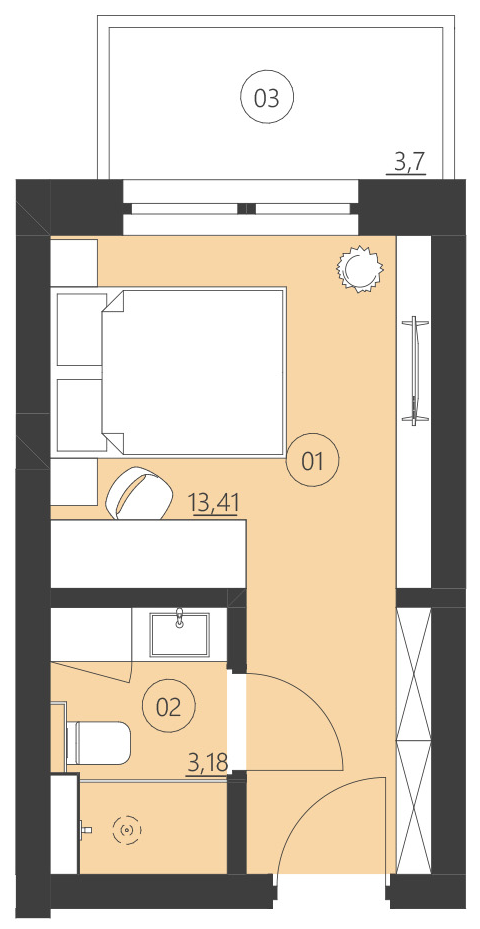 Rzut apartamentu 101A