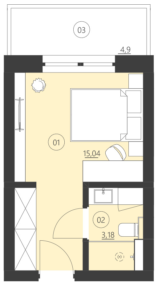 Rzut apartamentu 102A
