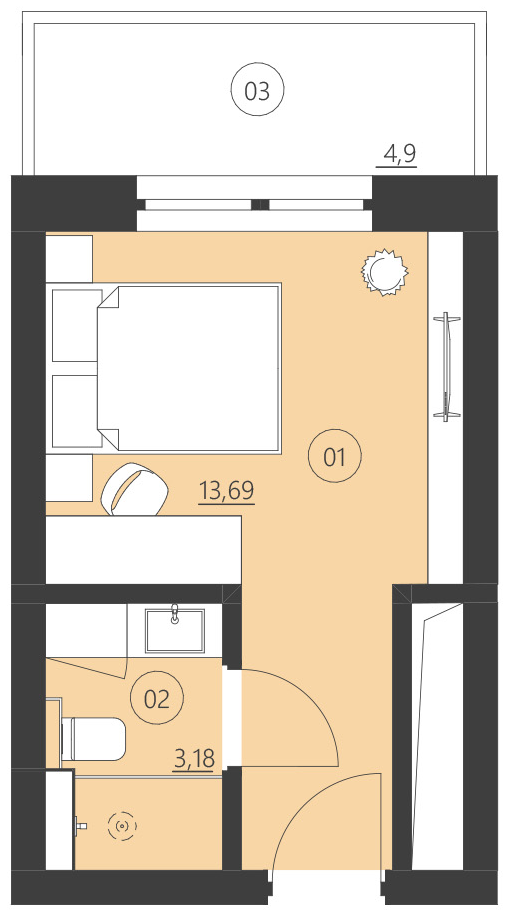 Rzut apartamentu 103A