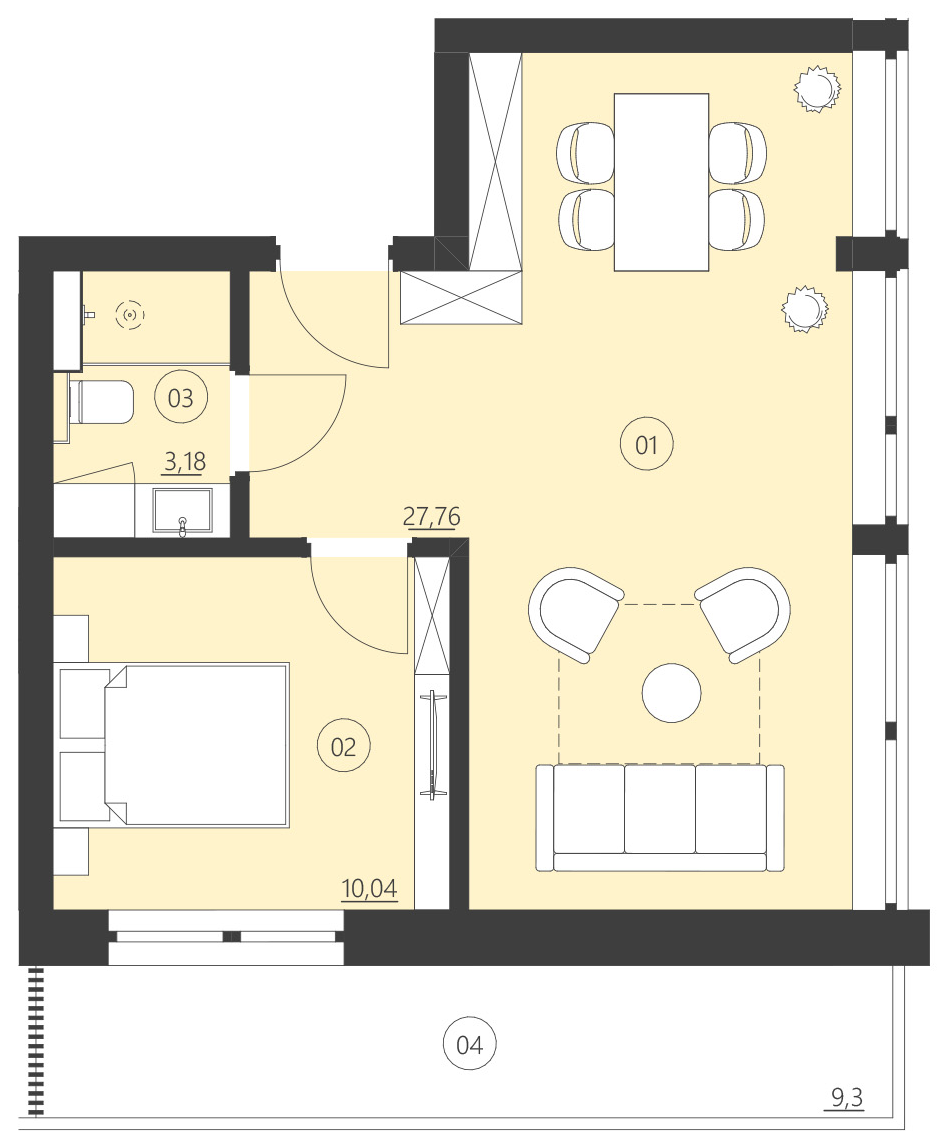 Rzut apartamentu 106A