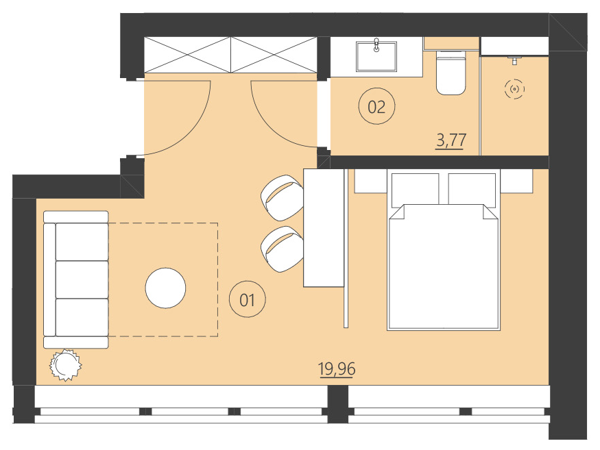 Rzut apartamentu 109A