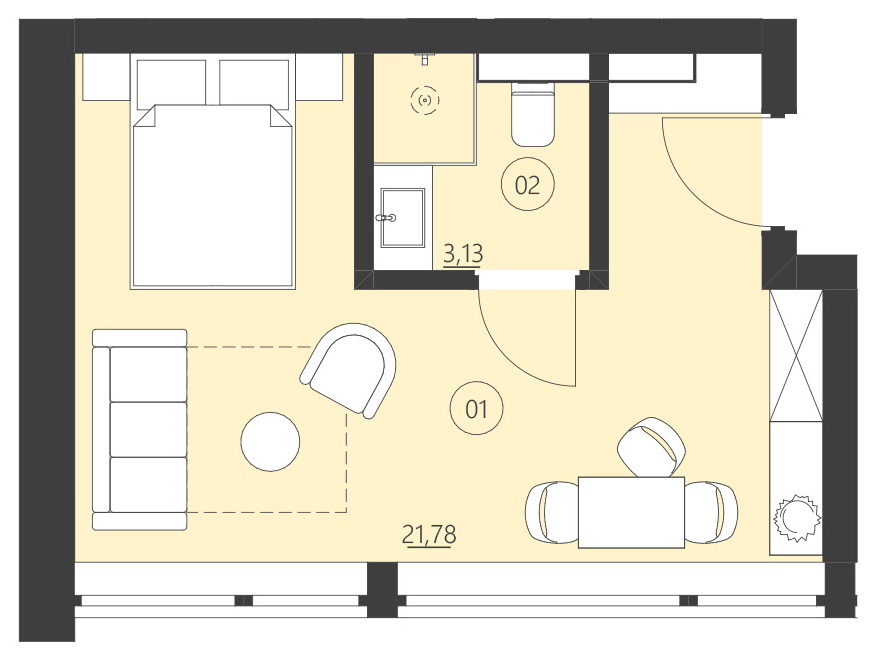 Rzut apartamentu 110A