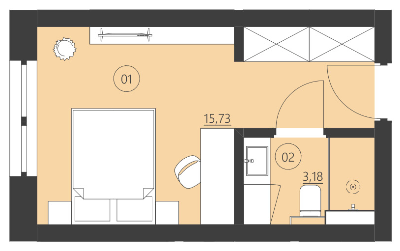 Rzut apartamentu 111A