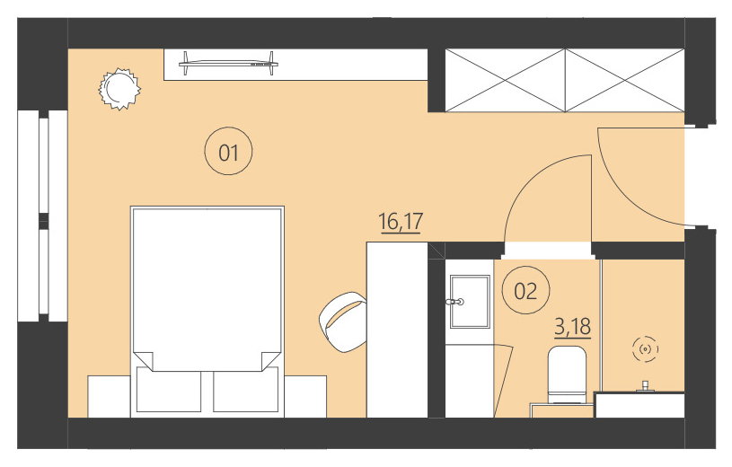 Rzut apartamentu 113A