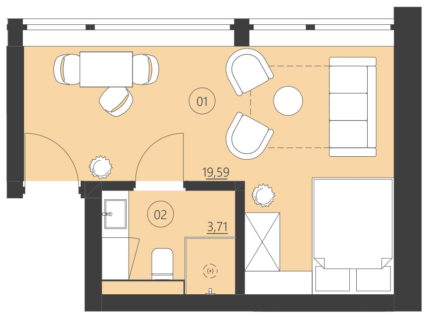 Rzut apartamentu 115A