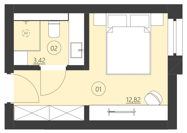 Rzut apartamentu 116A