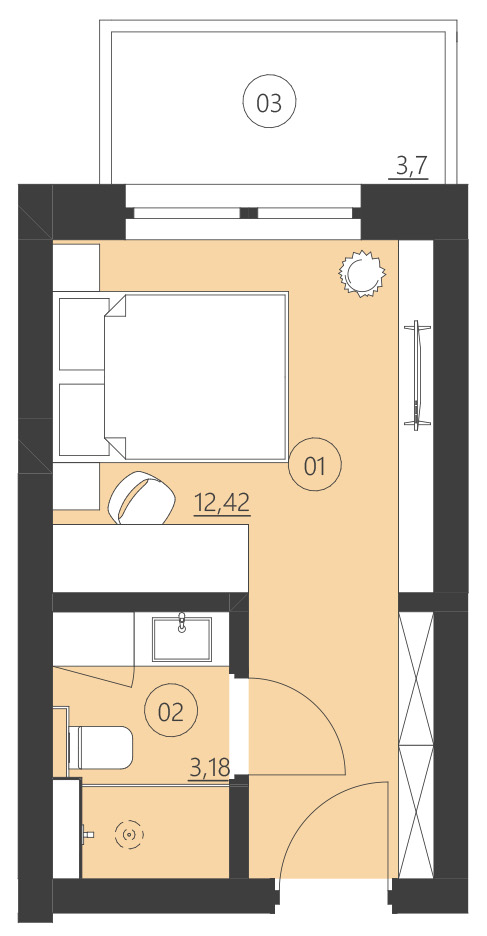 Rzut apartamentu 201A