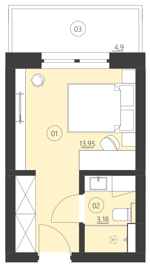Rzut apartamentu 202A