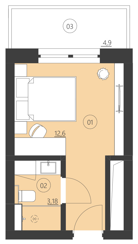 Rzut apartamentu 203A