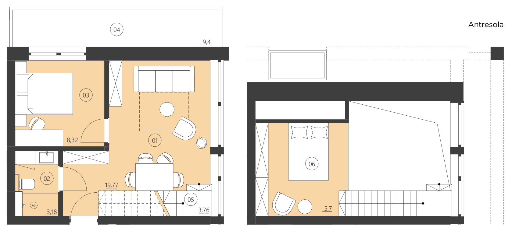 Rzut apartamentu 205A