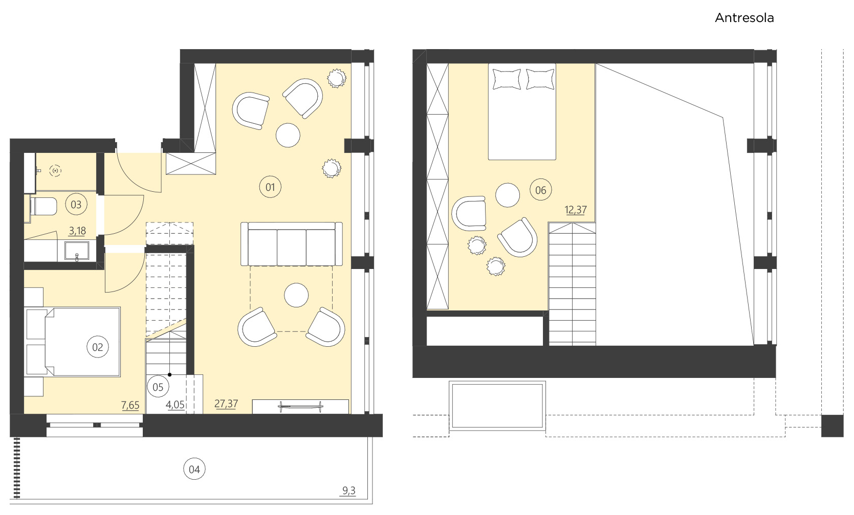 Rzut apartamentu 206A