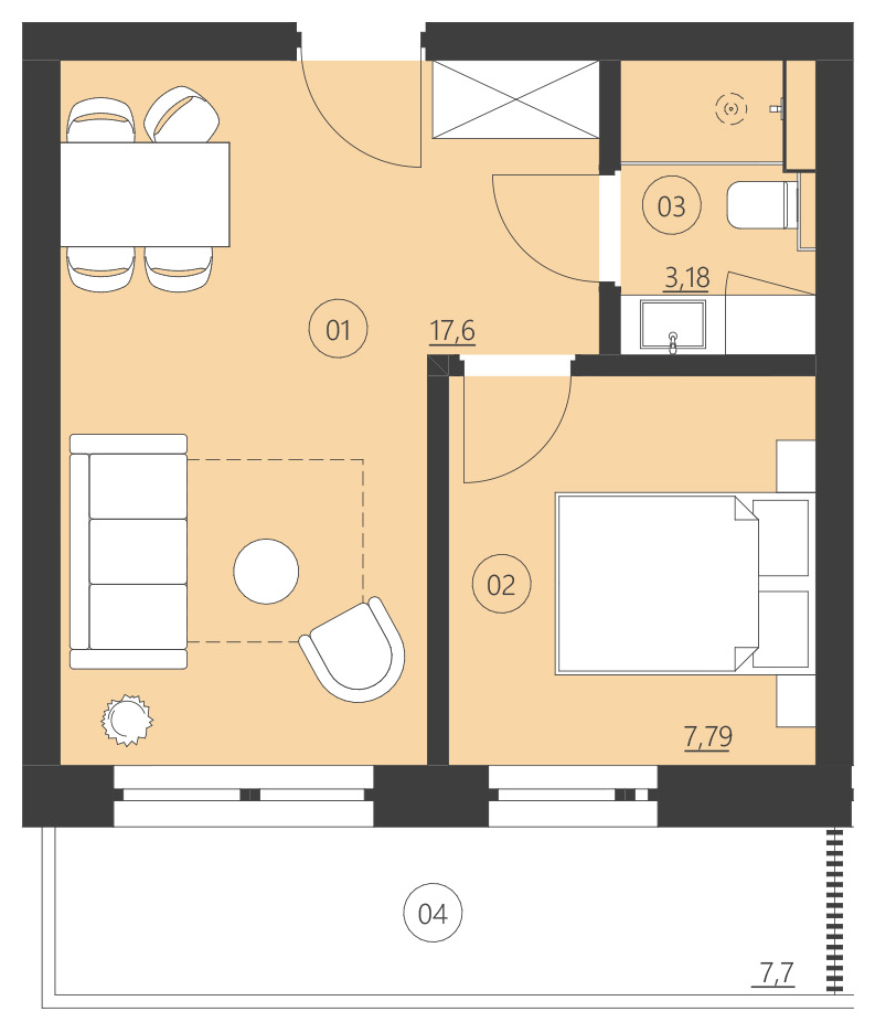 Rzut apartamentu 207A