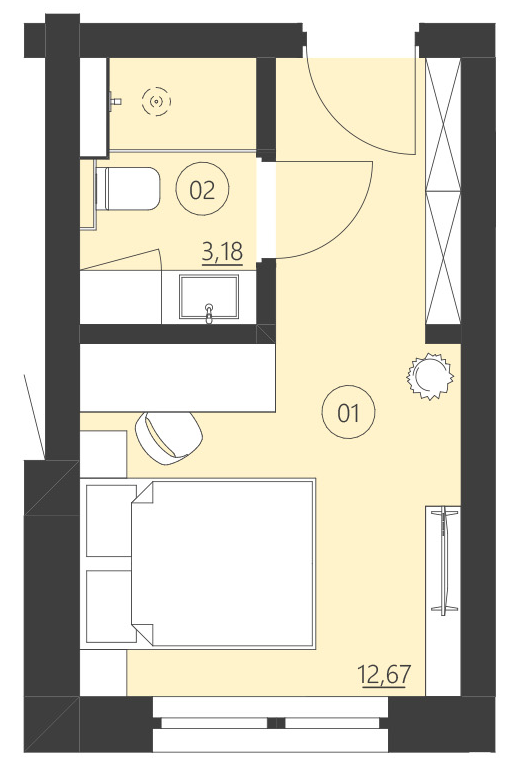 Rzut apartamentu 208A