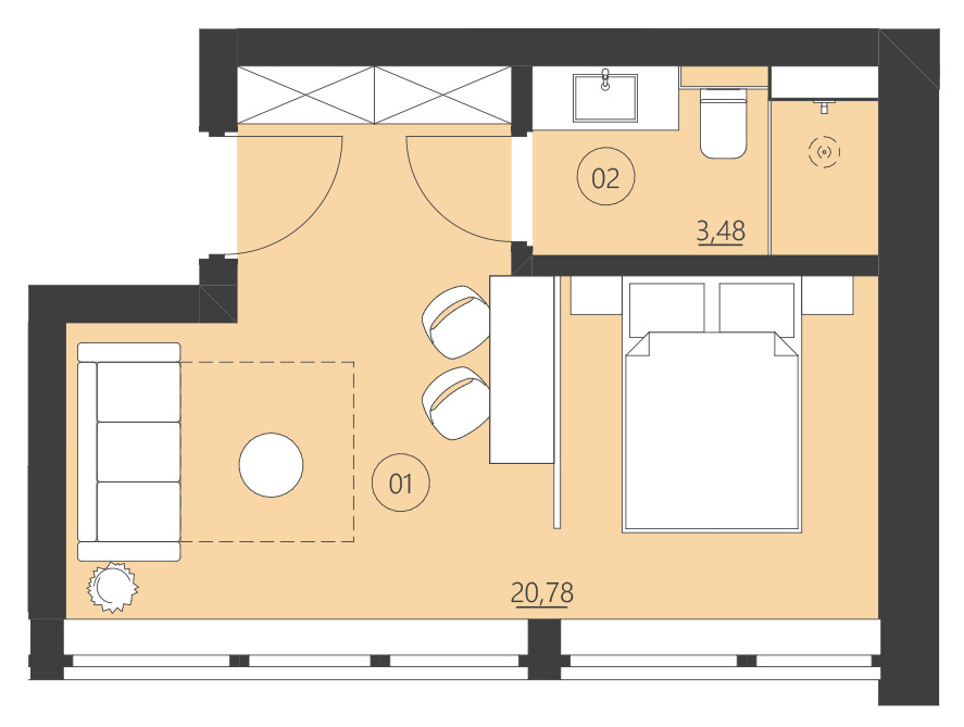 Rzut apartamentu 209A