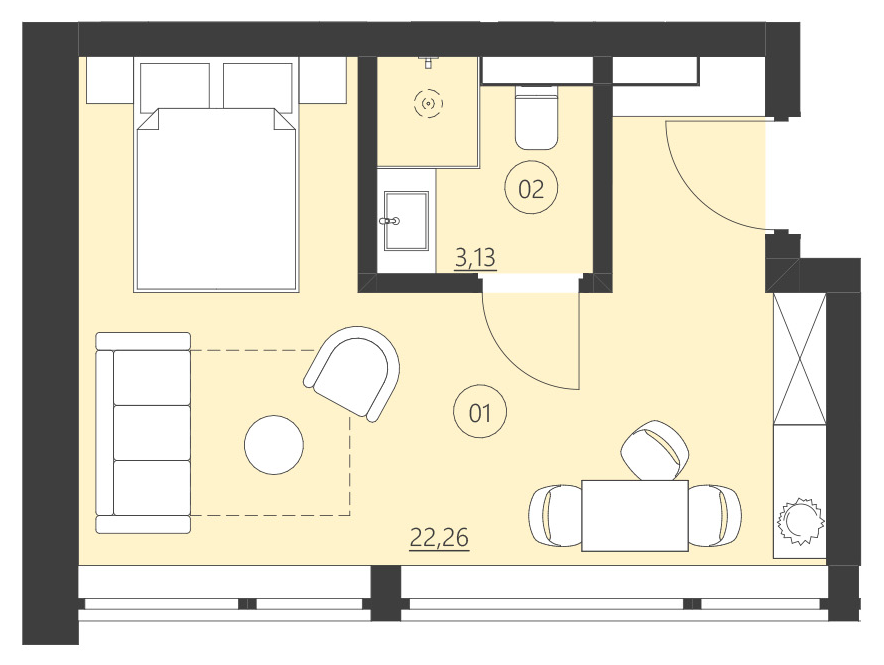 Rzut apartamentu 210A
