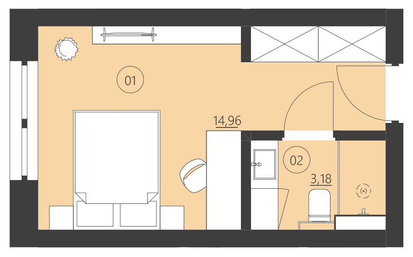 Rzut apartamentu 211A