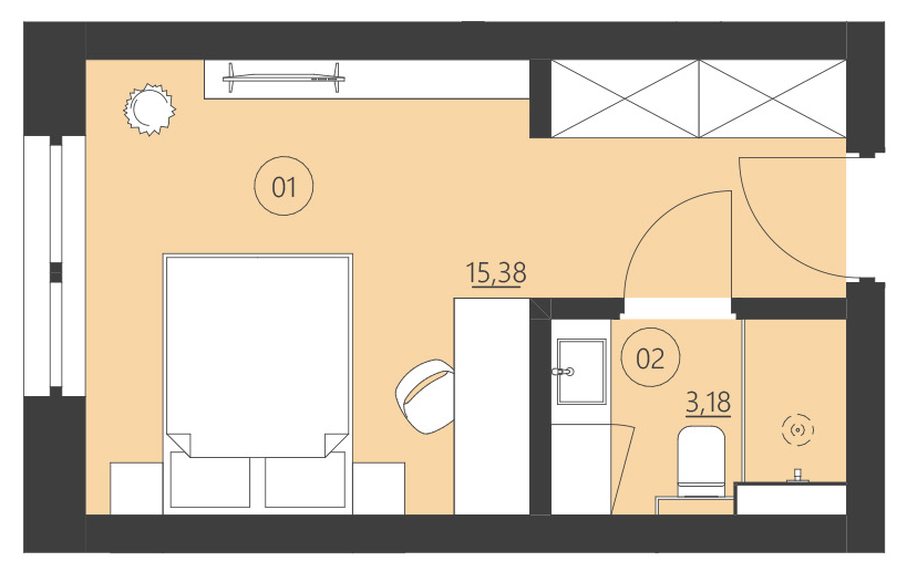 Rzut apartamentu 213A