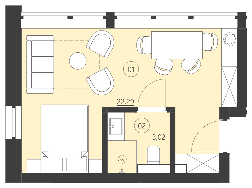 Rzut apartamentu 214A