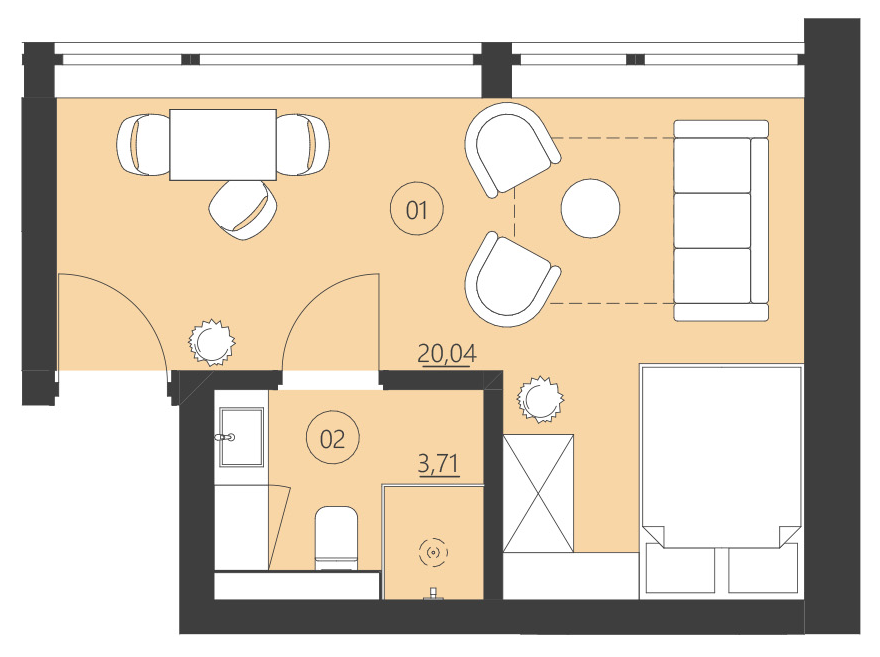 Rzut apartamentu 215A