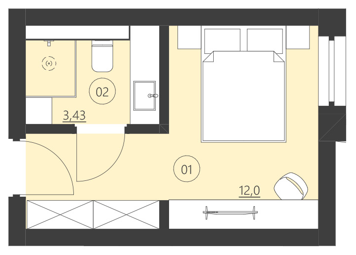Rzut apartamentu 216A