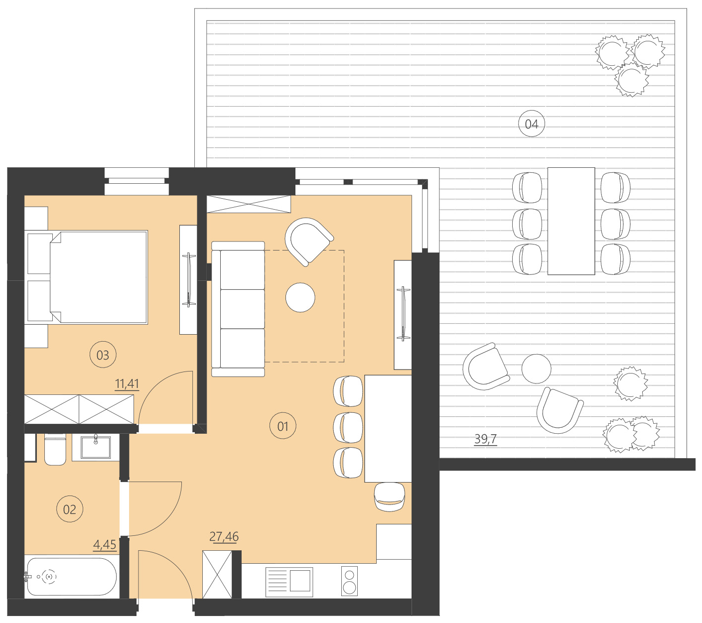 Rzut apartamentu 001E