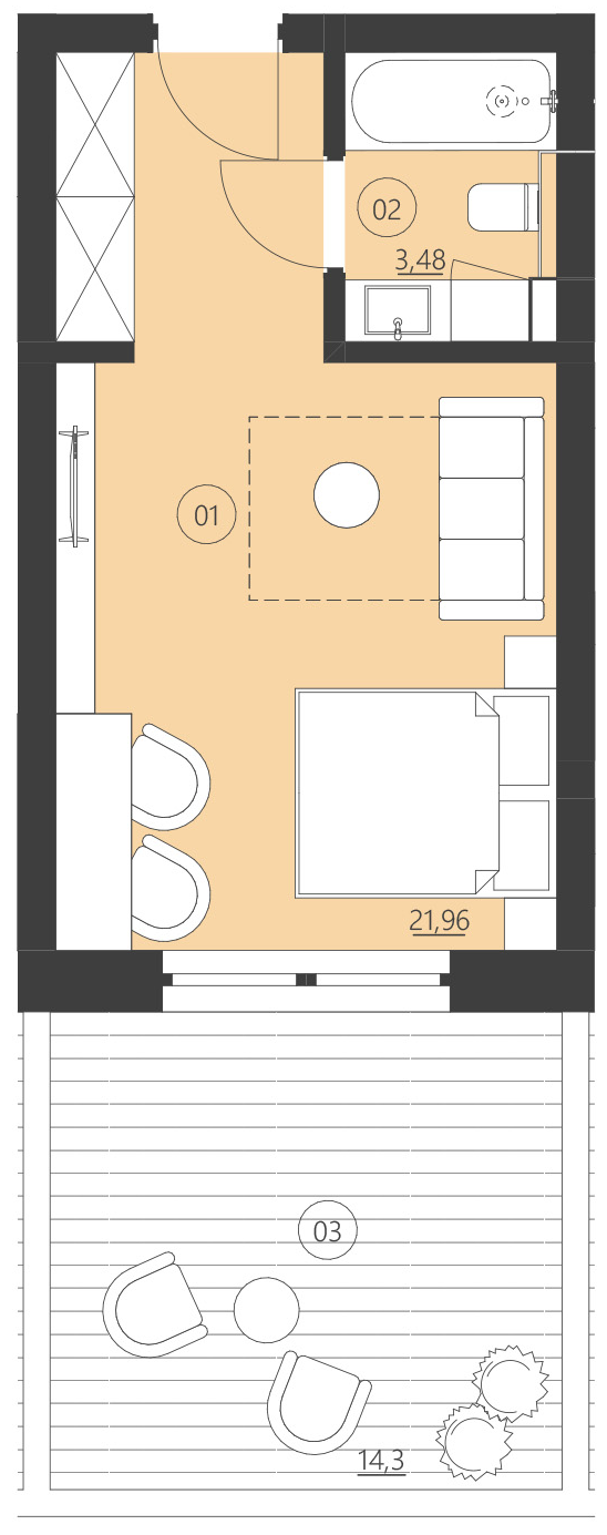 Rzut apartamentu 003E