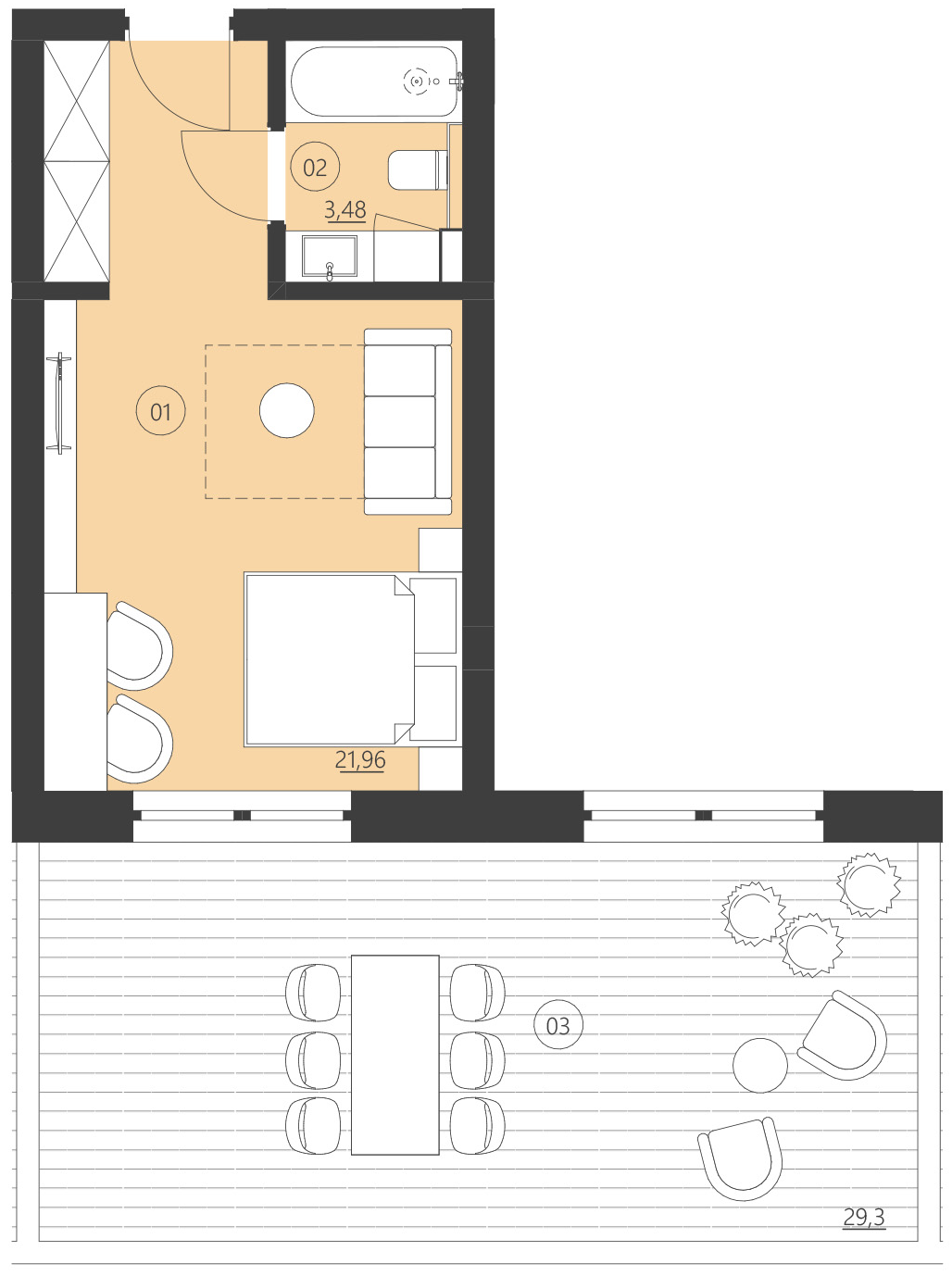 Rzut apartamentu 005E