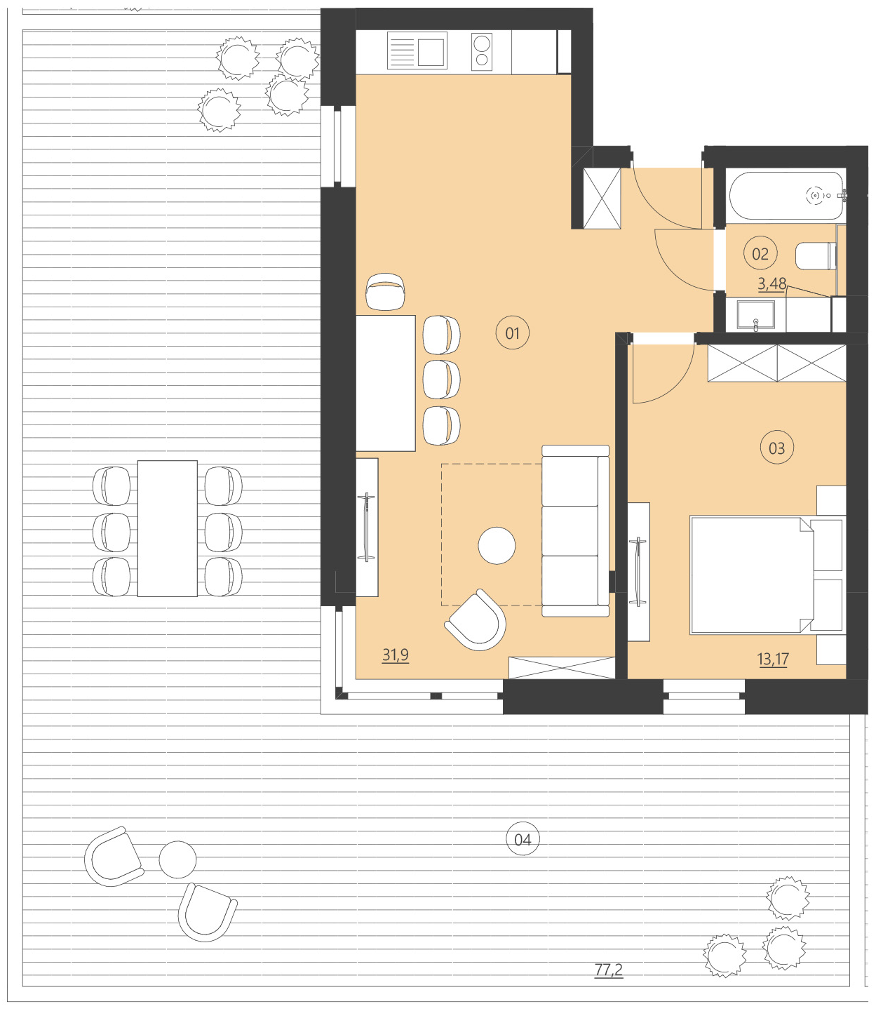 Rzut apartamentu 007E