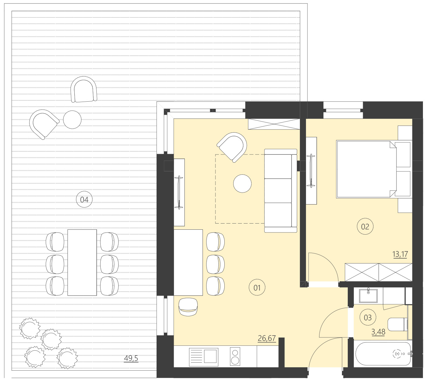 Rzut apartamentu 008E