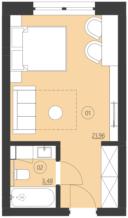 Rzut apartamentu 009E