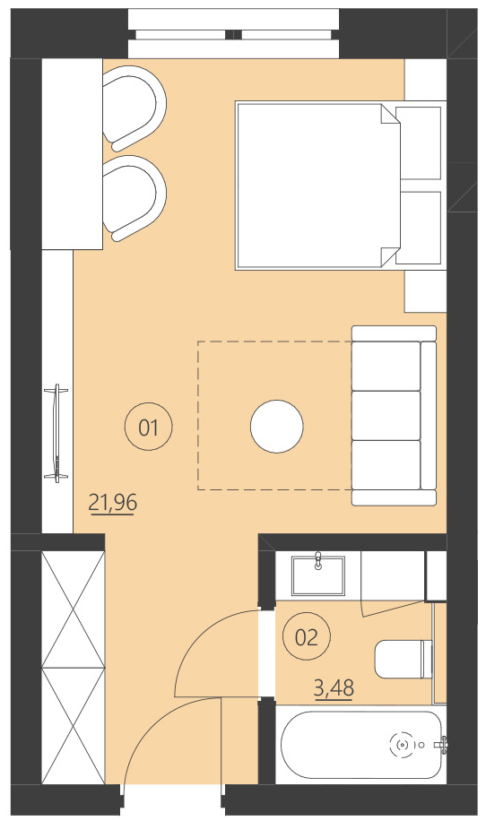 Rzut apartamentu 010E