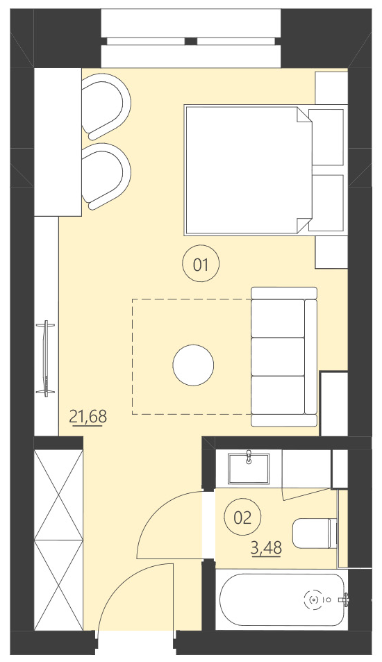 Rzut apartamentu 101E