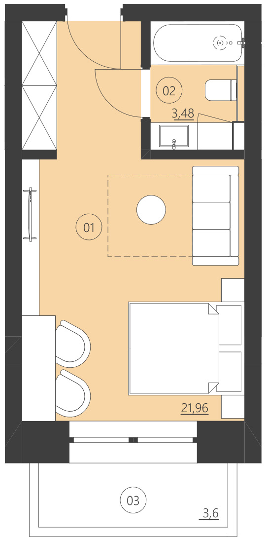 Rzut apartamentu 104E